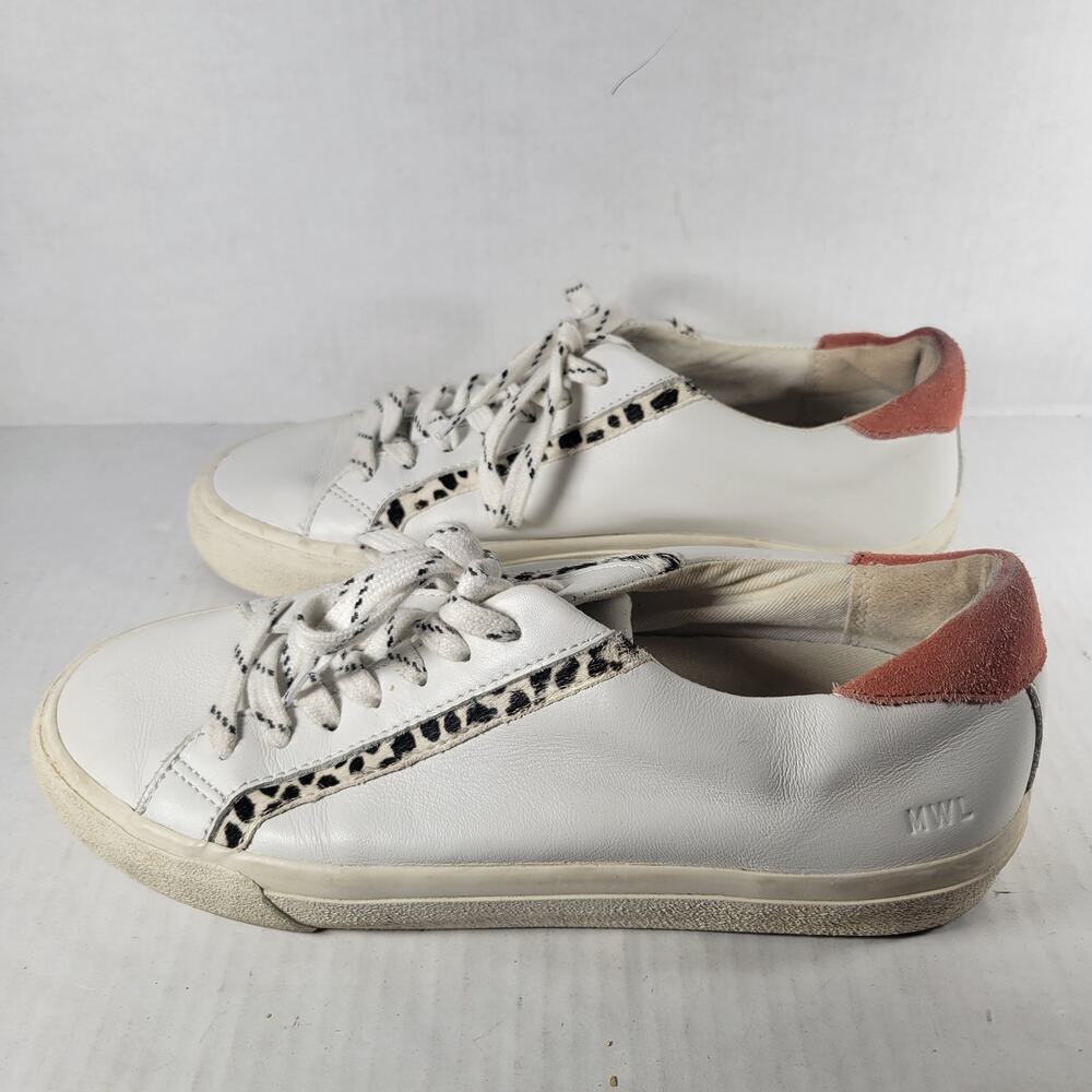 Madewell Leather Leopard Print Casual Lace Up Sidewalk Low-Top Sneakers Size 7.5 - Picture 6 of 9